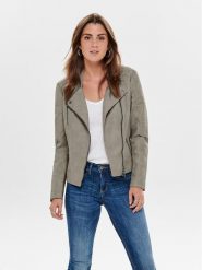 ONLY Kurtka z imitacji skóry Ava 15102997 Szary Regular Fit. Szare kurtki damskie Only, bez wzorów, ze skóry, bez kaptura. Za 169.99 zł.