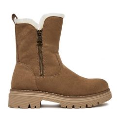 Botki Clara Barson. Brązowe botki damskie Clara Barson, bez obcasa, na płaskiej podeszwie, bez zapięcia. Za 179.99 zł.