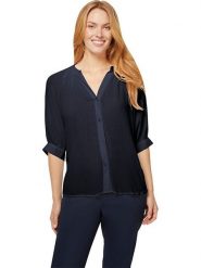 Heine Bluzka w kolorze granatowym rozmiar: 42. Niebieskie bluzki damskie Heine, bez wzorów, z wiskozy, bez kołnierzyka, bez ramiączek. Za 91.34 zł.