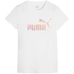 T-shirt Damski ESS+ Summer Daze. Białe t-shirty damskie Puma, bez wzorów, bez kołnierzyka. Za 137.99 zł.