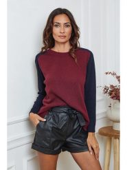 So Cachemire Sweter "Kaleis" w kolorze granatowo-bordowym rozmiar: M. Czerwone swetry klasyczne damskie So Cachemire, m, z kaszmiru, bez kołnierzyka. Za 201.08 zł.