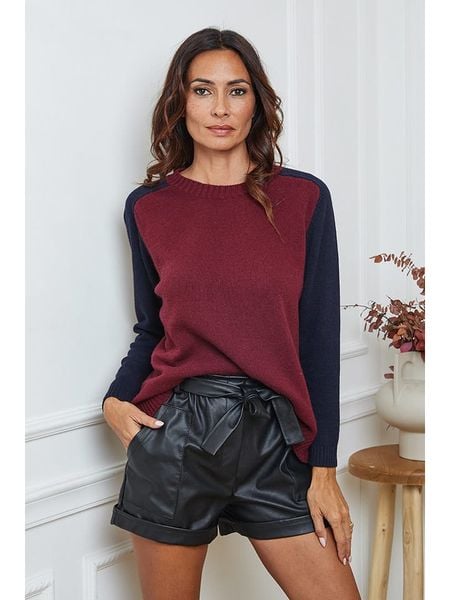 So Cachemire Sweter "Kaleis" w kolorze granatowo-bordowym rozmiar: XL. Czerwone swetry klasyczne damskie So Cachemire, xl, z kaszmiru, bez kołnierzyka. Za 231.68 zł.