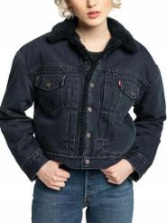 KURTKA SHERPA DAMSKA Levi's 36464-0005 L. Niebieskie kurtki damskie Levi's, l, bez wzorów, z dresówki, bez kaptura. Za 639.00 zł.