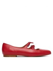 Balagan Baleriny Shirley Czerwony. Czerwone balerinki damskie BALAGAN, bez wzorów, ze skóry. Za 569.99 zł.