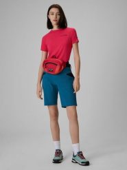 4F Spodenki trekkingowe szybkoschnące damskie - turkusowe XXL. Niebieskie szorty damskie 4F, bez wzorów, ze skóry, z podwyższonym stanem. Za 179.99 zł.