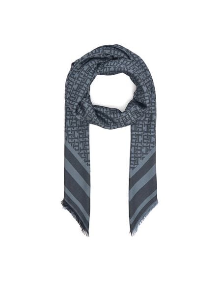 Tommy Hilfiger Szal Monogram AW0AW17493 Granatowy. Niebieskie szaliki damskie Tommy Hilfiger, bez wzorów. Za 209.99 zł.