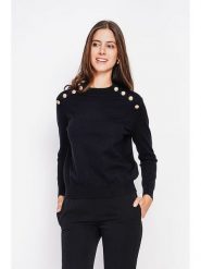 ASSUILI Sweter w kolorze czarnym rozmiar: 34. Czarne swetry klasyczne damskie Assuili, bez kołnierzyka. Za 104.99 zł.