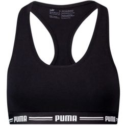 Stanik sportowy damski Puma Racer Back Top 1P Hang. Czarne biustonosze sportowe damskie Puma, bez wzorów. W wyprzedaży za 71.45 zł.