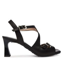 Sandały Hispanitas. Czarne sandały damskie Hispanitas, bez wzorów, bez obcasa, na słupku, bez zapięcia. Za 619.99 zł.