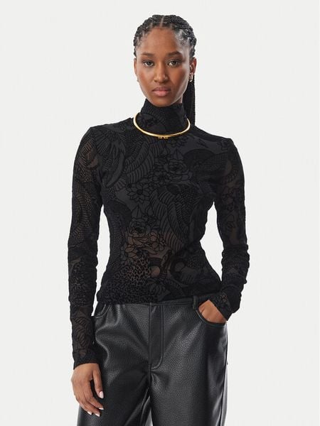 Just Cavalli Bluzka 81PAH617 JS569 Czarny Slim Fit. Czarne bluzki damskie Just Cavalli, s, bez wzorów, bez kołnierzyka, bez ramiączek. Za 699.99 zł.