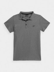 4F Koszulka polo regular damska - szara XS. Szare bluzki damskie 4F, xs, bez wzorów, z bawełny, bez kołnierzyka, bez ramiączek. W wyprzedaży za 29.99 zł.