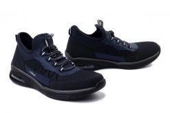 RIEKER M5658-14 blue, półbuty damskie. Niebieskie półbuty damskie Rieker, bez wzorów, bez obcasa, bez zapięcia. Za 389.90 zł.