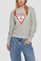 GUESS Szara damska bluza z logo Original Fleece, Rozmiar L. Szare bluzy damskie Guess, l, z aplikacjami, z materiału, bez kaptura. W wyprzedaży za 319.99 zł.