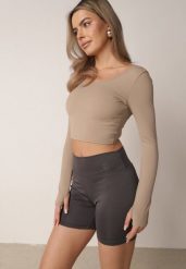 Ciemnoszare Szorty Sportowe o Fasonie Kolarek Dill. Szare spodenki sportowe damskie Born2be, l, bez wzorów. Za 29.99 zł.