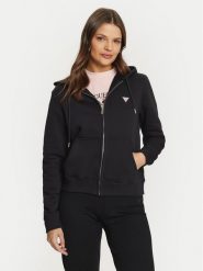 Guess Jeans Bluza GJ ZIP HOOD REG MINI W4YQ03 KC811 Czarny Regular Fit. Czarne bluzy damskie Guess Jeans, xl, z aplikacjami, z bawełny, bez kaptura. Za 269.99 zł.
