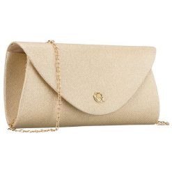 Złota, brokatowa kopertówka damska wykonana z tkaniny syntetycznej Rovicky R-XS029-2. Żółte torebki wieczorowe damskie ROVICKY, bez wzorów, z syntetyku, bez dodatków. Za 45.00 zł.