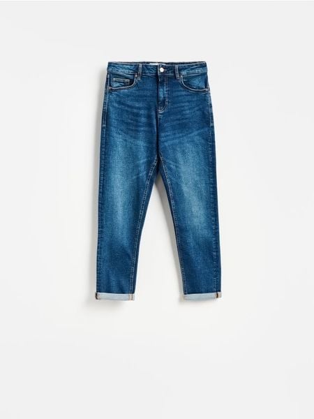 Jeansy Boyfriend - granatowy. Niebieskie jeansy damskie Reserved. Za 129.99 zł.