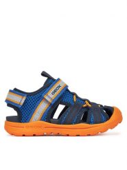 Geox Sandały J Vaniett J555XA 1454 C0685 M Niebieski. Niebieskie sandały chłopięce Geox, z materiału, bez zapięcia. Za 179.99 zł.