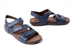 RIEKER 61402-12 blue, sandały damskie. Niebieskie sandały damskie Rieker, bez wzorów, bez obcasa, bez zapięcia. Za 263.92 zł.