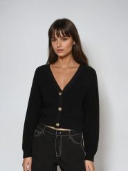 Monki Kardigan w kolorze czarnym rozmiar: XXS. Czarne kardigany damskie Monki, xxs, bez wzorów, z bawełny. Za 36.86 zł.