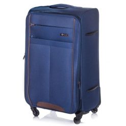 Walizka miękka duża L Solier STL1311 granatowo-brązowa. Brązowe walizki Solier, bez wzorów, z materiału, duże. Za 219.99 zł.