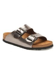 Comfortfusse Skórzane klapki w kolorze szarobrązowym rozmiar: 41. Brązowe klapki damskie Comfortfüße, bez wzorów, z otwartym noskiem, bez obcasa, bez zapięcia. Za 260.99 zł.