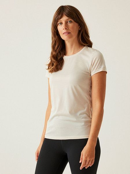 Regatta Koszulka funkcyjna "Fingal Edition" w kolorze beżowym rozmiar: 42. Brązowe koszulki damskie Regatta, bez wzorów, z materiału, bez kołnierzyka, bez ramiączek. Za 34.93 zł.