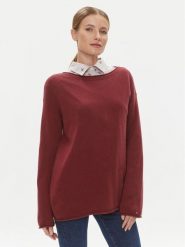 Tommy Hilfiger Sweter WW0WW39890 Czerwony Relaxed Fit. Czerwone swetry klasyczne damskie Tommy Hilfiger, s, z wełny, bez kołnierzyka. Za 519.99 zł.