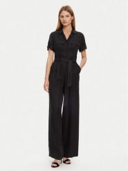 Guess Kombinezon W5GD97 WH6E0 Czarny Regular Fit. Czarne sukienki damskie Guess, z aplikacjami, z wiskozy, bez ramiączek. Za 539.99 zł.
