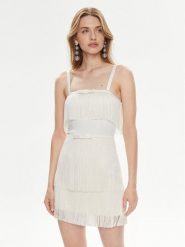 Elisabetta Franchi Sukienka koktajlowa AB-635-42E2 Biały Regular Fit. Białe sukienki damskie Elisabetta Franchi, bez wzorów, z syntetyku, wizytowe, bez ramiączek. Za 1,249.00 zł.