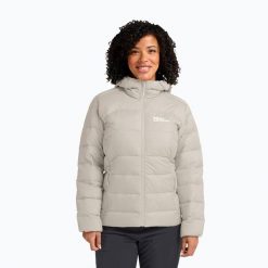 Kurtka puchowa damska Jack Wolfskin Ather Down Hoody. Brązowe kurtki damskie Jack Wolfskin, bez wzorów, z puchu, bez kaptura. Za 769.99 zł.