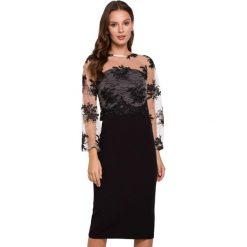 Wieczorowa ekskluzywna ołówkowa sukienka z koronką czarna. Czarne sukienki damskie Sukienki.shop, bez wzorów, z koronki, wizytowe, bez ramiączek. Za 329.00 zł.