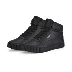 Damskie sneakersy Carina 2.0 Mid PUMA Black Dark Shadow Gray. Czarne obuwie sportowe damskie Puma, z gumy, bez zapięcia, trekkingowe. Za 327.00 zł.