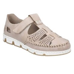 Damskie Skórzane Buty Z Wycięciami. Brązowe obuwie trekkingowe damskie Rieker, z gumy, bez zapięcia. Za 499.99 zł.