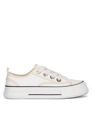 DeeZee Trampki WFA2914-1 Biały. Białe trampki damskie DeeZee, bez wzorów, z materiału, bez zapięcia. Za 79.99 zł.