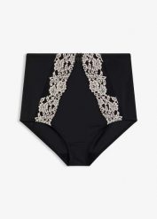 Figi lekko modelujące. Czarne bielizna korygująca bonprix, bez wzorów, z koronki. Za 77.99 zł.