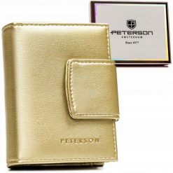 Portfel damski Peterson PTN 42329-F8 złoty. Żółte portfele damskie Peterson, bez wzorów. Za 59.99 zł.