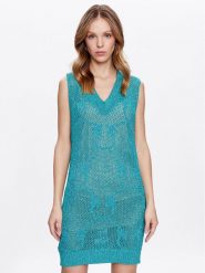 Pinko Sukienka dzianinowa Abbracciato 100631 A0K2 Zielony Regular Fit. Zielone sukienki damskie Pinko, bez wzorów, z dzianiny, bez ramiączek. Za 1,829.00 zł.