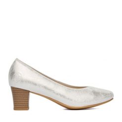 Czółenka Rieker. Szare czółenka damskie Rieker, bez wzorów, bez obcasa. Za 319.99 zł.