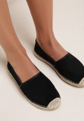 Czarne Espadryle Aurinda. Czarne espadryle damskie Renee, bez wzorów, bez obcasa, na płaskiej podeszwie. Za 59.99 zł.