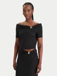 Guess Bluzka W6GP12 K2935 Czarny Regular Fit. Czarne bluzki damskie Guess, xs, z aplikacjami, bez kołnierzyka, bez ramiączek. Za 279.99 zł.