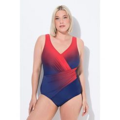 Damski Kostium kąpielowy cieniowanie miękkie miseczki drapowanie. Niebieskie stroje jednoczęściowe Ulla Popken, bez wzorów, z elastanu. Za 294.99 zł.