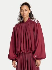 Adidas Bluza Satin Pleated Track Top LG4080 Bordowy Relaxed Fit. Czerwone bluzy damskie Adidas, m, bez wzorów, bez kaptura. Za 368.99 zł.