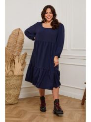 Plus Size Company Sukienka "Arnis" w kolorze granatowym rozmiar: 38. Niebieskie sukienki damskie Plus Size Company, bez wzorów, klasyczne, bez ramiączek. Za 70.24 zł.