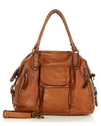 Shopperka retro camelowa MARCO MAZZINI V189b. Torebki klasyczne damskie ze skóry, duże, bez dodatków. Za 529.15 zł.