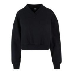 Bluza damska v-neck Urban Classics. Czarne bluzy damskie Urban Classics, m, bez wzorów, z bawełny, bez kaptura. Za 127.60 zł.