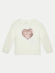 Guess Sweter K4BR02 Z3220 Écru Regular Fit. Swetry dziewczęce Guess, z aplikacjami, z syntetyku, bez kołnierzyka, bez ramiączek. Za 119.99 zł.