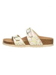 Birkenstock Klapki "Sydney" ze wzorem rozmiar: 41. Białe klapki damskie Birkenstock, bez wzorów, z otwartym noskiem, bez obcasa, bez zapięcia. Za 243.45 zł.