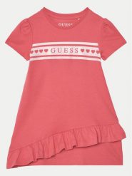Guess Sukienka codzienna K5RK04 KA6W4 Różowy Regular Fit. Czerwone sukienki dziewczęce Guess, z aplikacjami, z bawełny, bez ramiączek, proste. Za 89.99 zł.