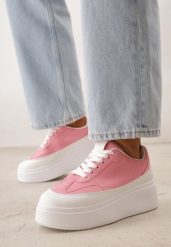 Różowe Sneakersy VICES na Platformie w Stylu lat 90. Donah. Czerwone obuwie sportowe damskie Born2be, bez zapięcia. Za 89.99 zł.